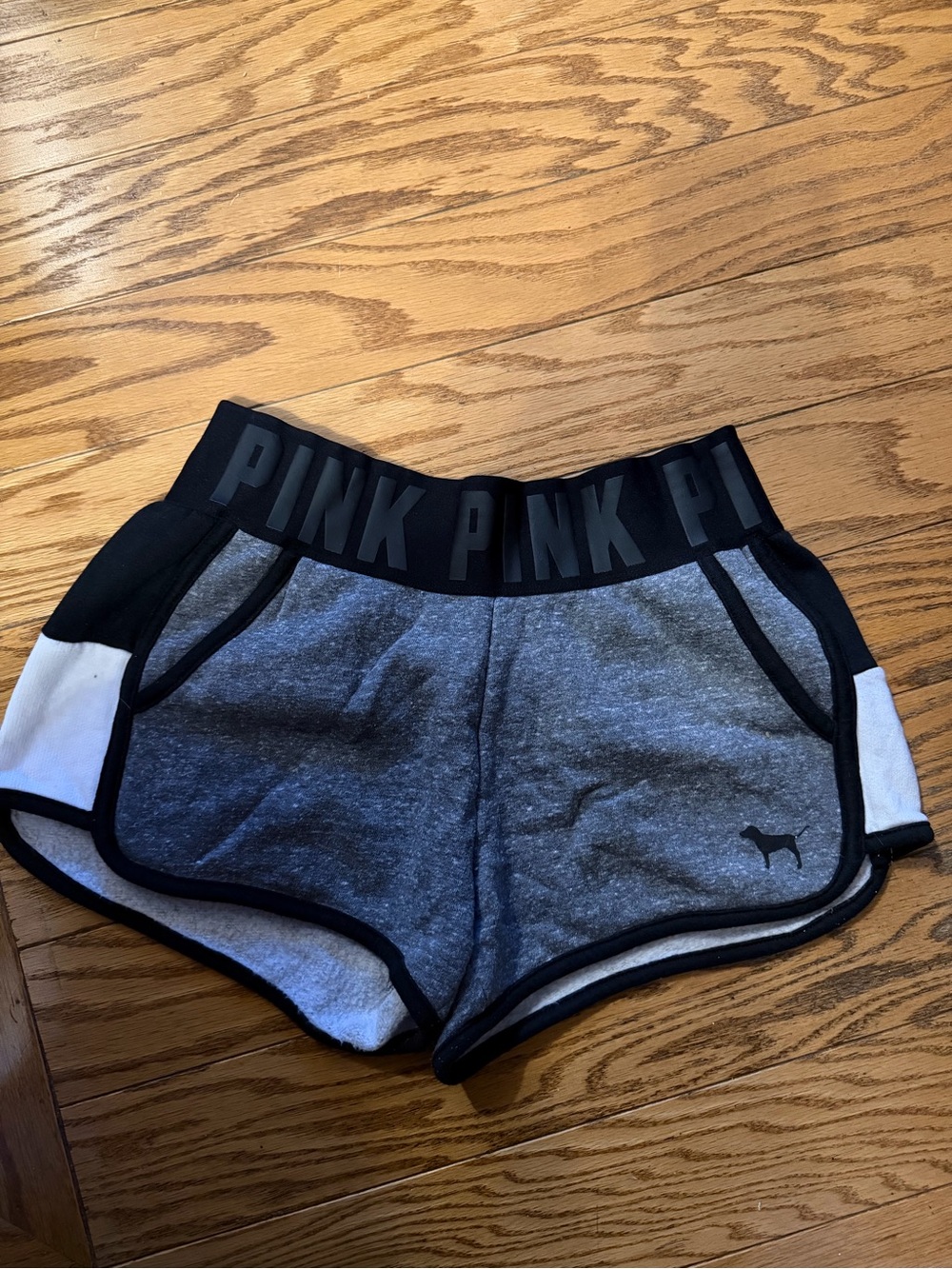 PINK Victoria's Secret Grey Heather Athletic Shorts with Black Trim